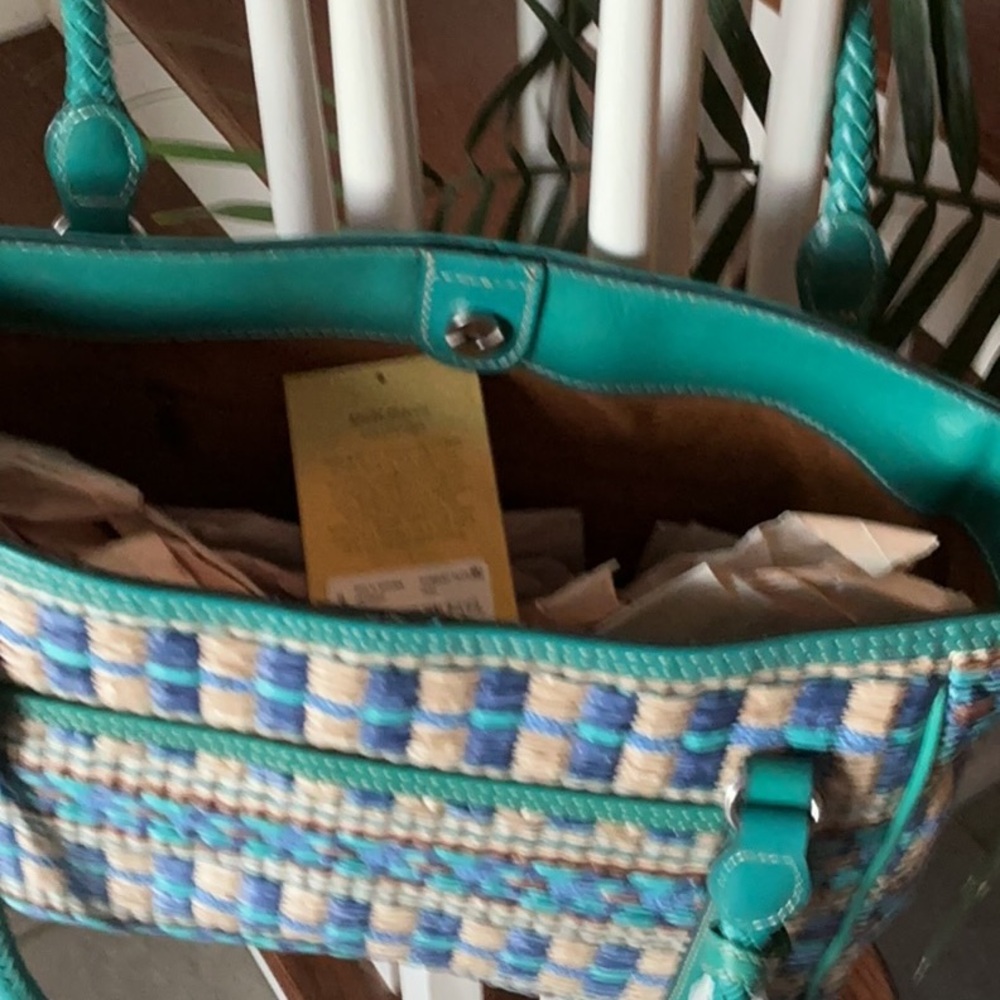 Patricia Nash Multicolor Woven Tote with Turquoise Trim - Picture 2 of 3